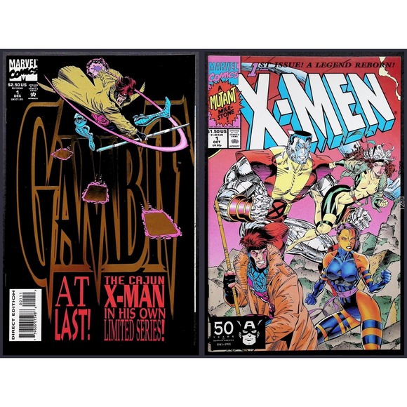X-Men #1A & Gambit #1 Direct Edition Jim Lee Art Keys Comic Book Lot - Picture 1 of 3